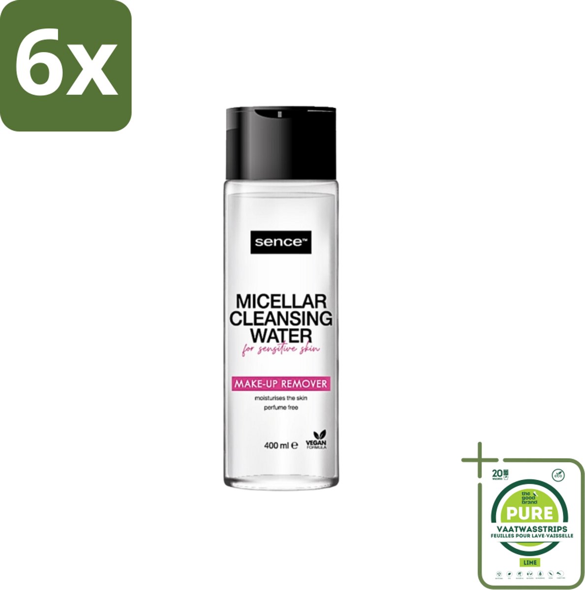 Sence - Gevoelige Huid - Micellair Water - Make-up Remover - 400 ml - Voordeelverpakking - 6 stuks - Gevoelige huid - Make-up remover