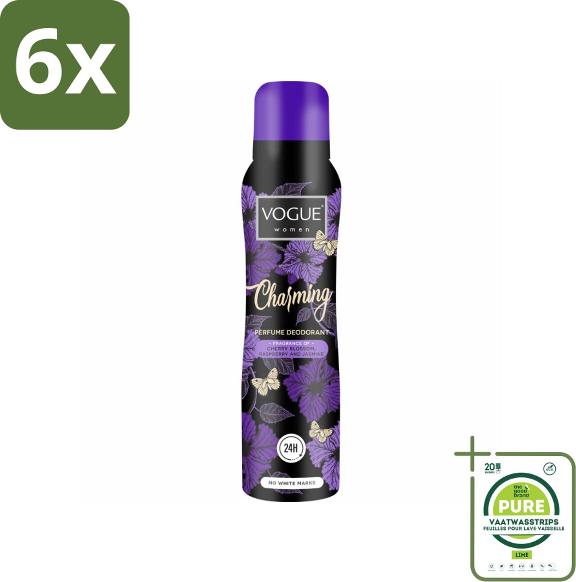 Vogue Charming Parfum Deodorant 150 ml - Voordeelverpakking - 6 stuks - Parfum Deodorant - Geur