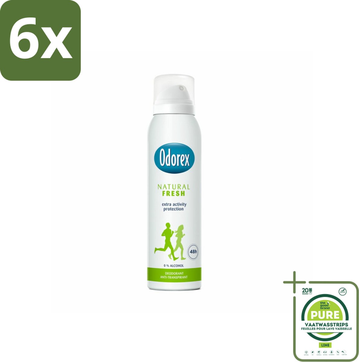 Odorex Deodorant Spray Natural Fresh 150 ml - Voordeelverpakking - 6 stuks - Deodorant spray - Natuurlijke frisheid