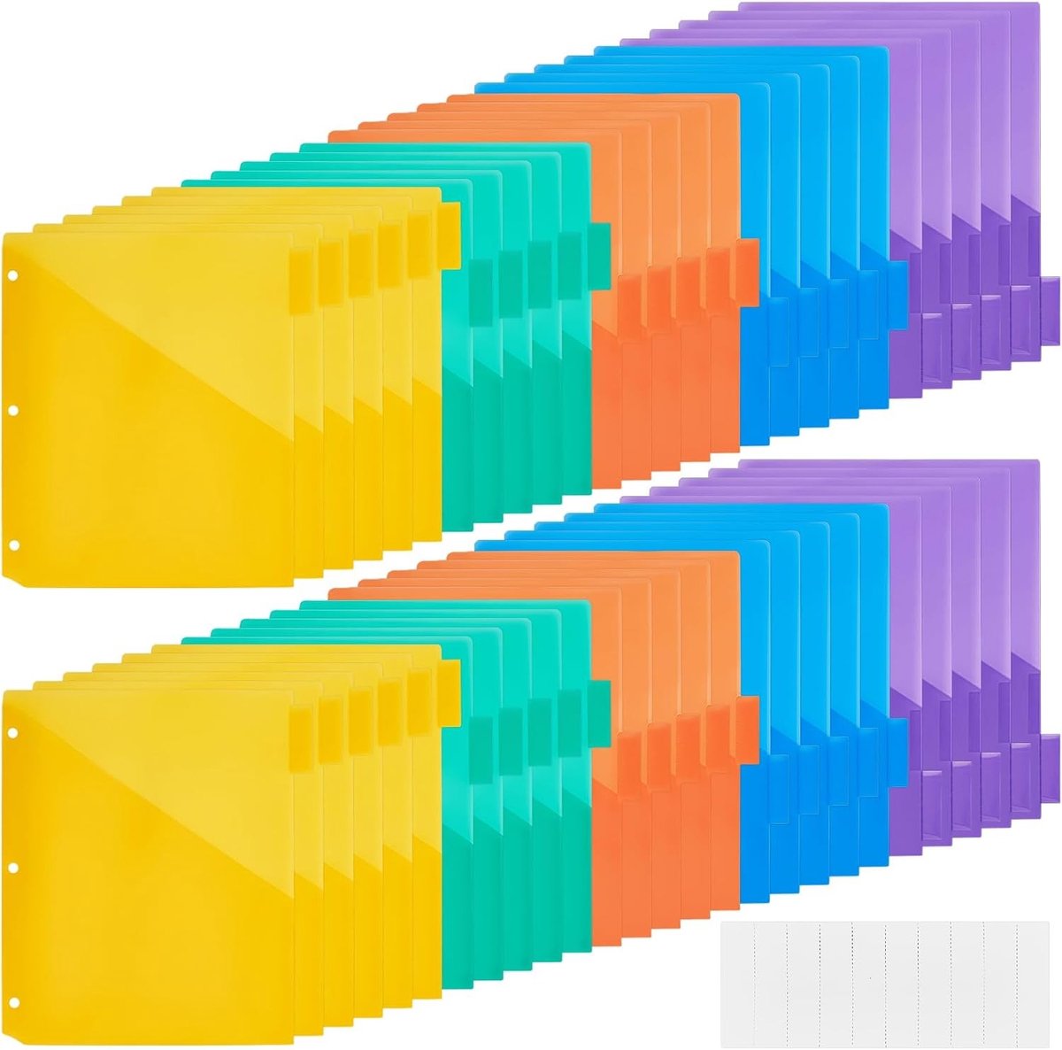 Transparante kunststof hoesjes voor documenten, 100 stuks, 11,2 x 9,3 inch, organizer in 5 kleuren, ideaal voor kantoor, school en archivering