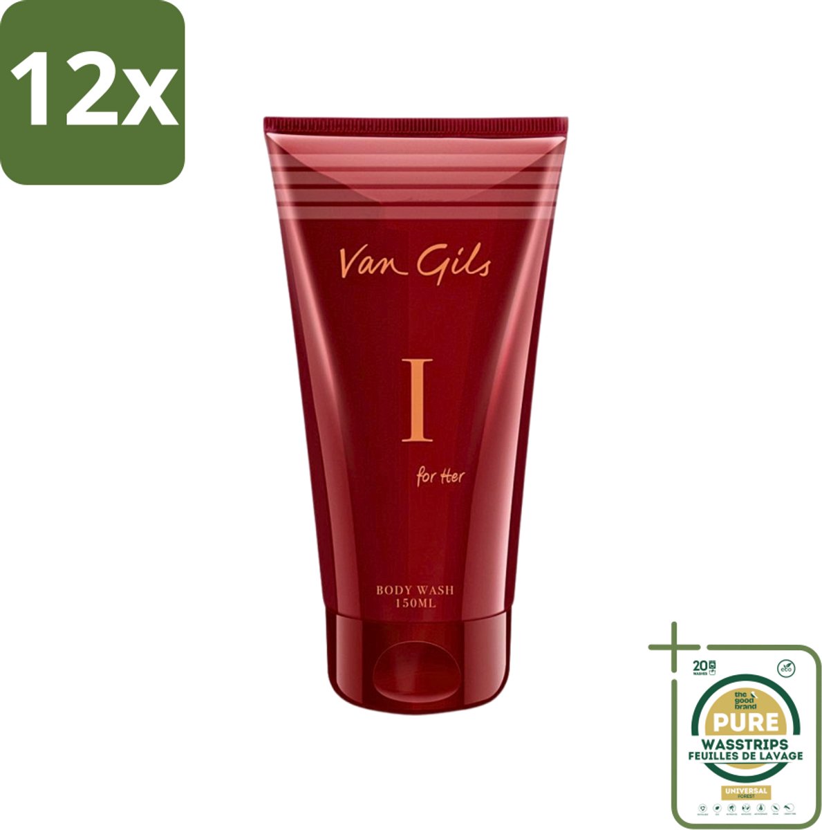 Van Gils - Douchegel - I for Her - Zachte Reiniging & Luxe Geurbeleving - 150 ml - Voordeelverpakking - 12 stuks - Douchegel voor vrouw - Douchegel hydrateert