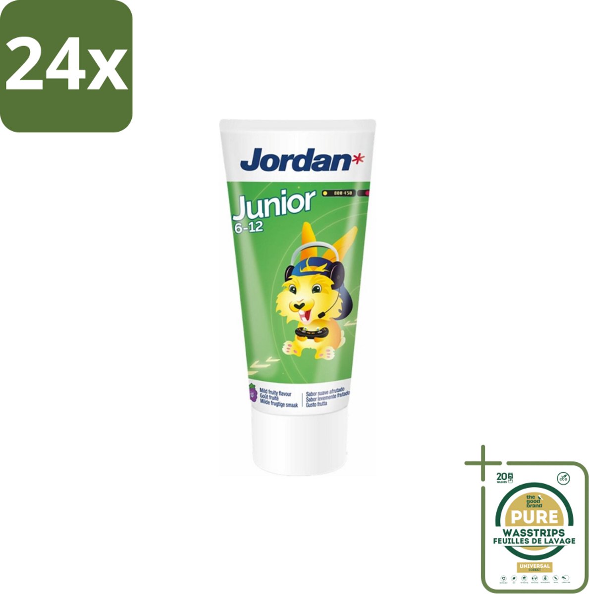 Jordan - Junior - Tandpasta - 6-12 jaar - 50 ml - Voordeelverpakking - 24 stuks - Fluoride 1450 ppm - Wisselgebit bescherming