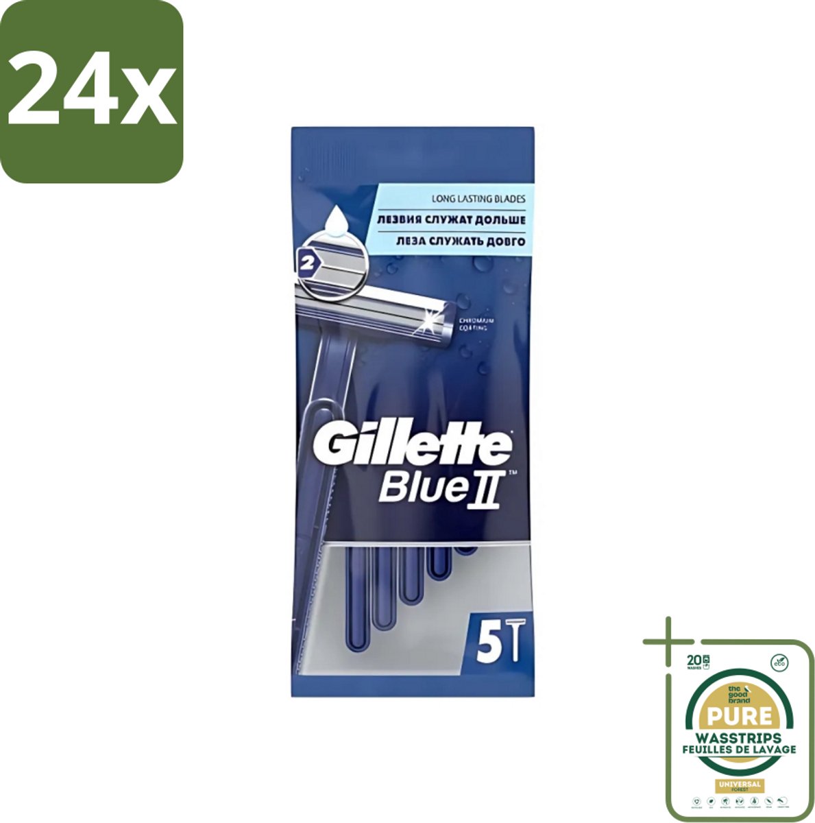 Gillette - Blue II - Wegwerpscheermesjes - Precisie & Comfort - 5 Scheermesjes - Voordeelverpakking - 24 stuks - Gillette blue ii - Scheerresultaat