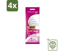 Bic - Twin Lady - Scheermesjes - Dubbel Mesje - Wegwerpmesjes - 5 Scheermesjes - Voordeelverpakking - 4 stuks - Dubbel mesje - Vrouwelijke scheermesje