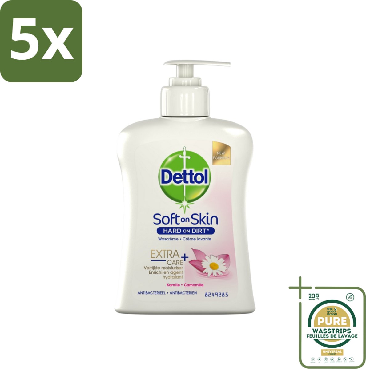 5 x Dettol - Handzeep - Antibacterieel - Hydraterend - Kamille - 250 ml - Grootverpakking - Handzeep - Antibacterieel - Hydraterend - Kamille - Handwas