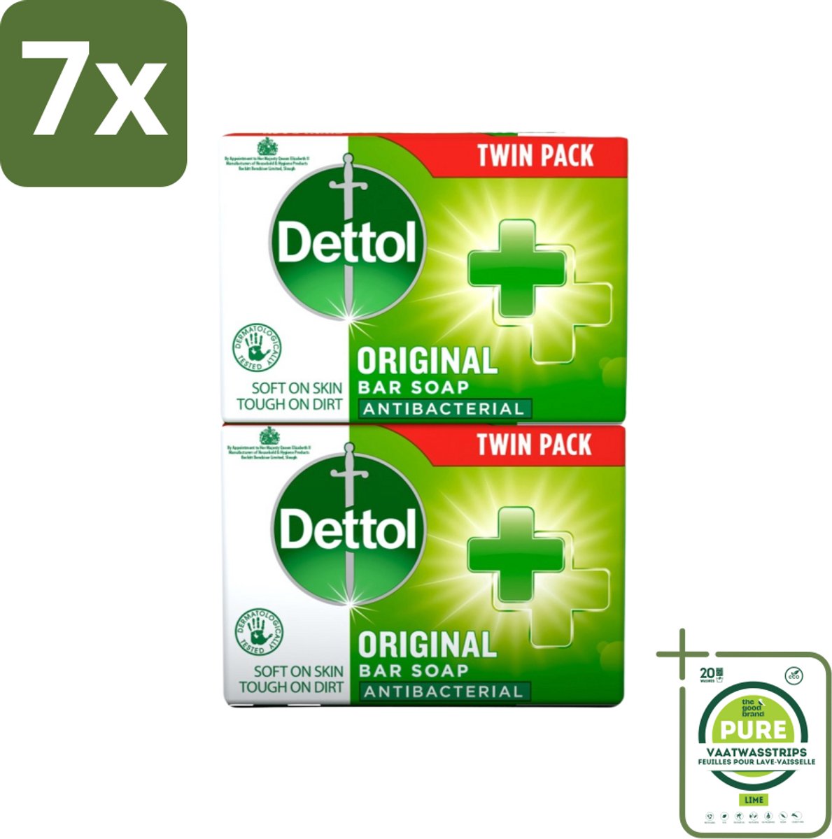 7 x Dettol - Zeeptablet - Origineel - Antibacterieel - 2x 100g Zeeptabletten - Grootverpakking - Handzeep - Antibacterieel - Hygiëne - Handwas - Zeeptablet