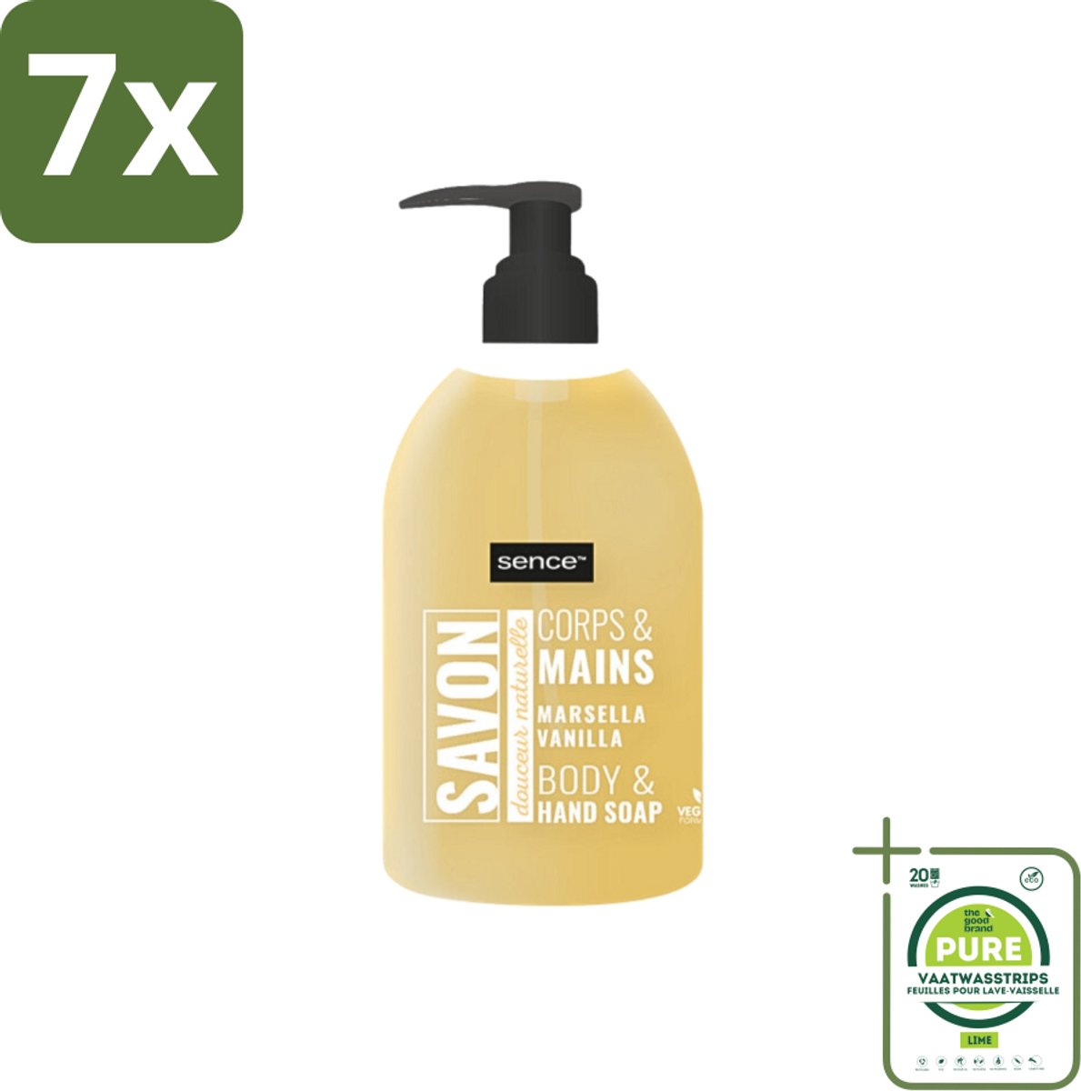 7 x Sence - La Maison Du Savon De Marseille - Handzeep - Vanille - Hygiënisch - 500 ml - Grootverpakking - Savon De Marseille - Handzeep - Vanille - Hygiëne - Reiniging