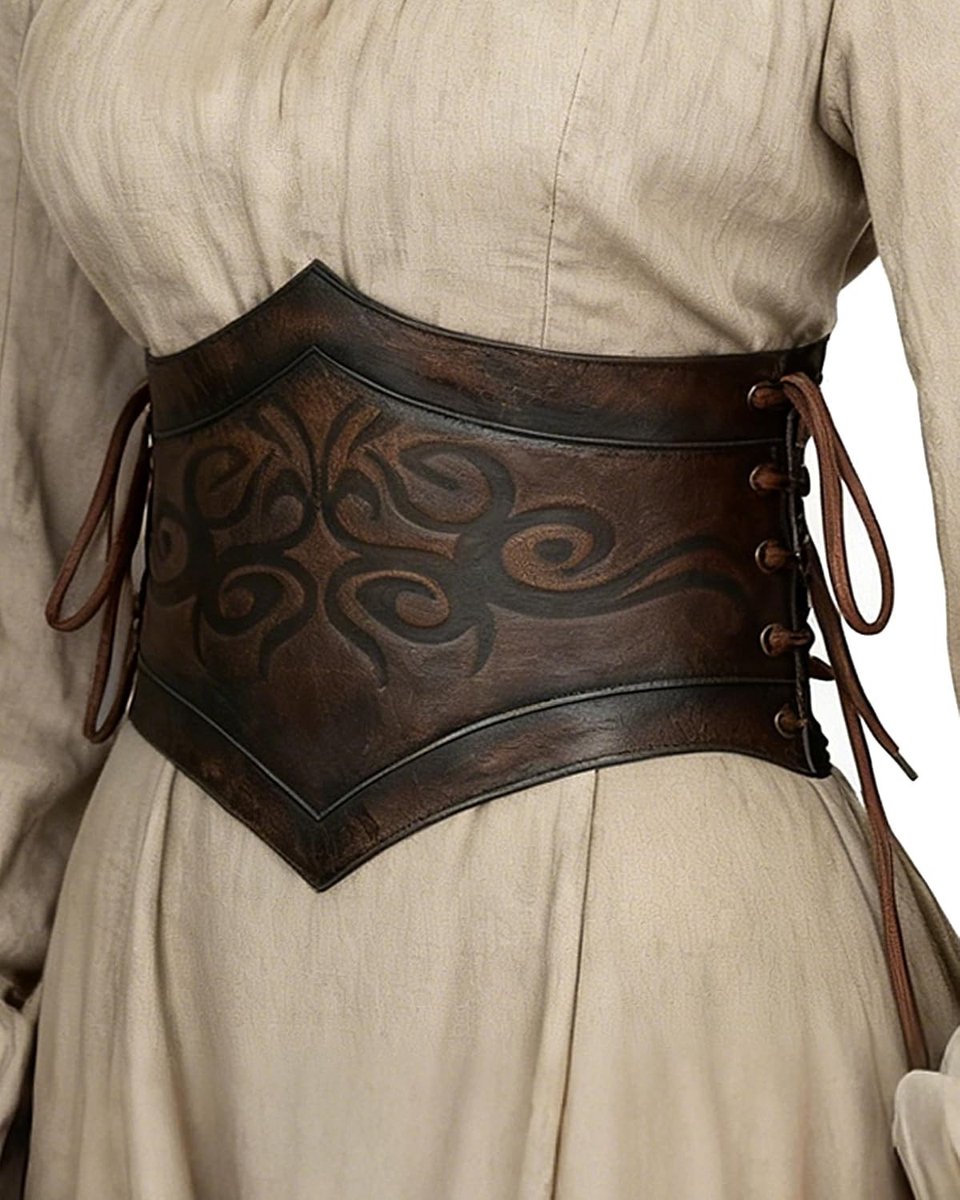 Vrouwelijke Leren Korsetriem in Vikingstijl voor Middeleeuwse en Renaissance Kostuums voor Halloween