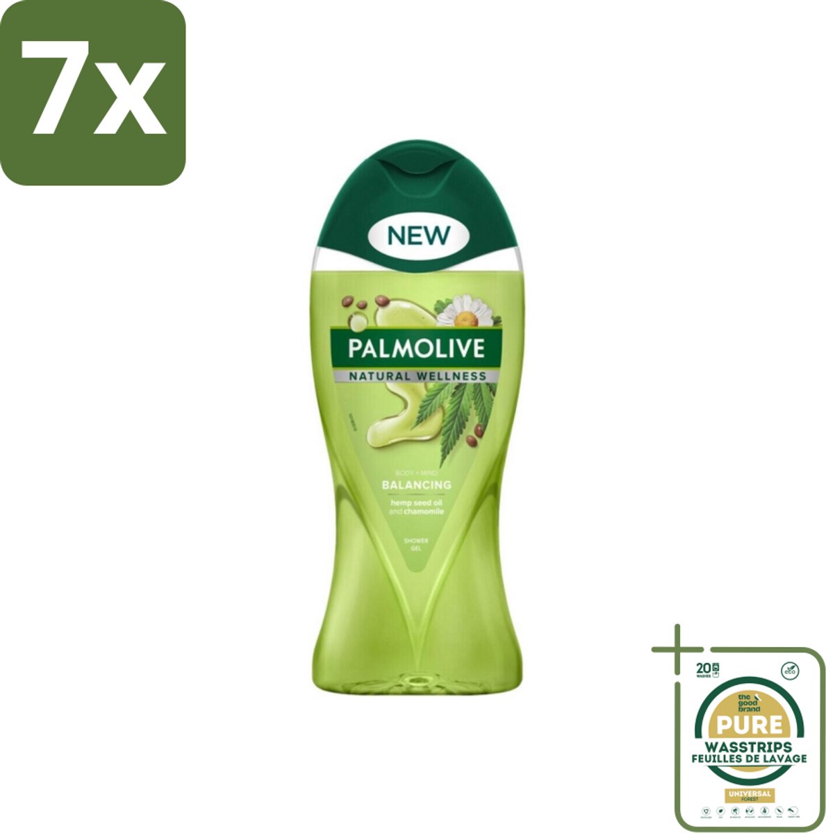 7 x Palmolive - Natural Wellness - Douchegel - Balancing - Ontspannend & Fris - 250 ml - Grootverpakking - Douchegel - Ontspanning - Wellness - Balans - Cannabiszaadolie