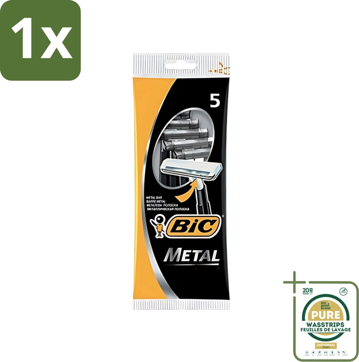 1 x Bic - Scheermesjes - Metaal - Enkel Mesje - Wegwerpmesjes - 5 Scheermesjes- Scheermesje - Wegwerpmesje - Roestvrij Staal - Enkel Mesje - Precisie Scheren