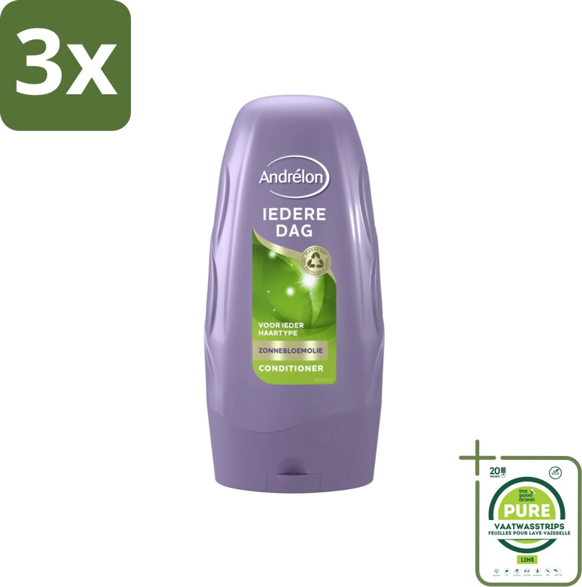 3 x Andrélon Conditioner Iedere Dag 250 ml - Grootverpakking - Haartype - Haar Verzorging - Dagelijks Haar - Haar Verzorging - Haar Glans