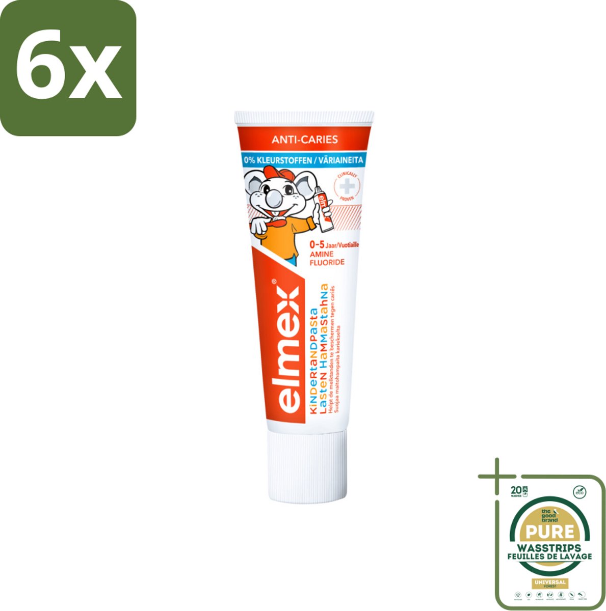 Elmex Gel-Tandpasta Peuter (0-5 Jaar) 75 ml - Voordeelverpakking - 6 stuks - Aminfluoride tandpasta - Remineralisatie tandpasta