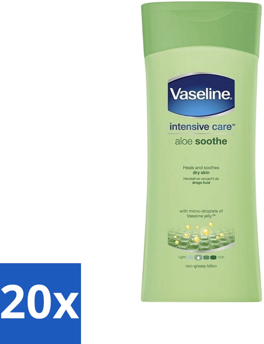 20 x Vaseline - Aloe Soothe - Bodylotion - Verfrissend - 400 ml - Bodylotion - Aloë Vera - Hydratatie - Huidverzorging - Huidverlichting