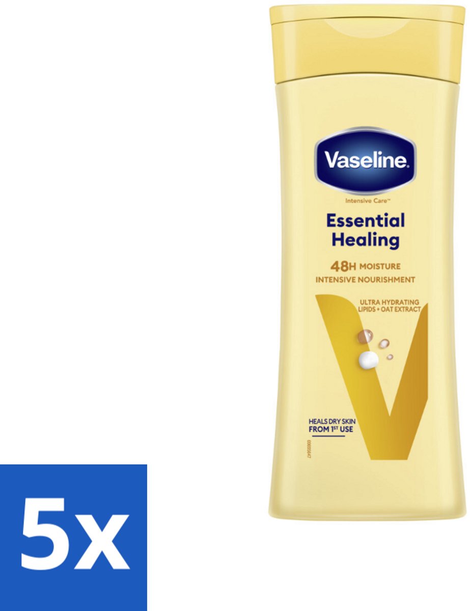 5 x Vaseline Bodylotion Essential Healing 400 ml - Bodylotion - Voeding - Huidherstel - Droge Huid - Gebarsten Huid