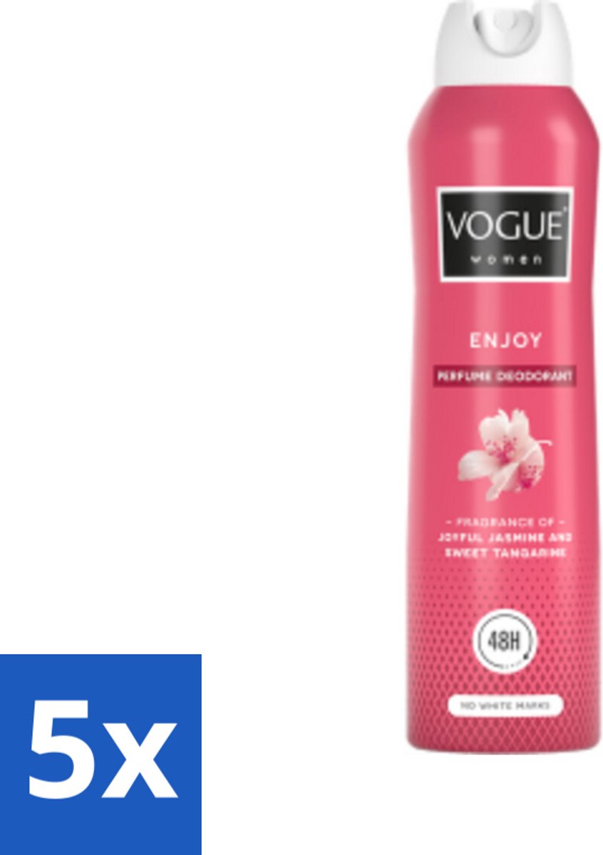 5 x Vogue Enjoy Parfum Deodorant 150 ml - Parfum En Deodorant - Deodorant Spray - 24 Uur Bescherming - Geur Van Mandarijn - Geur Van Jasmijn