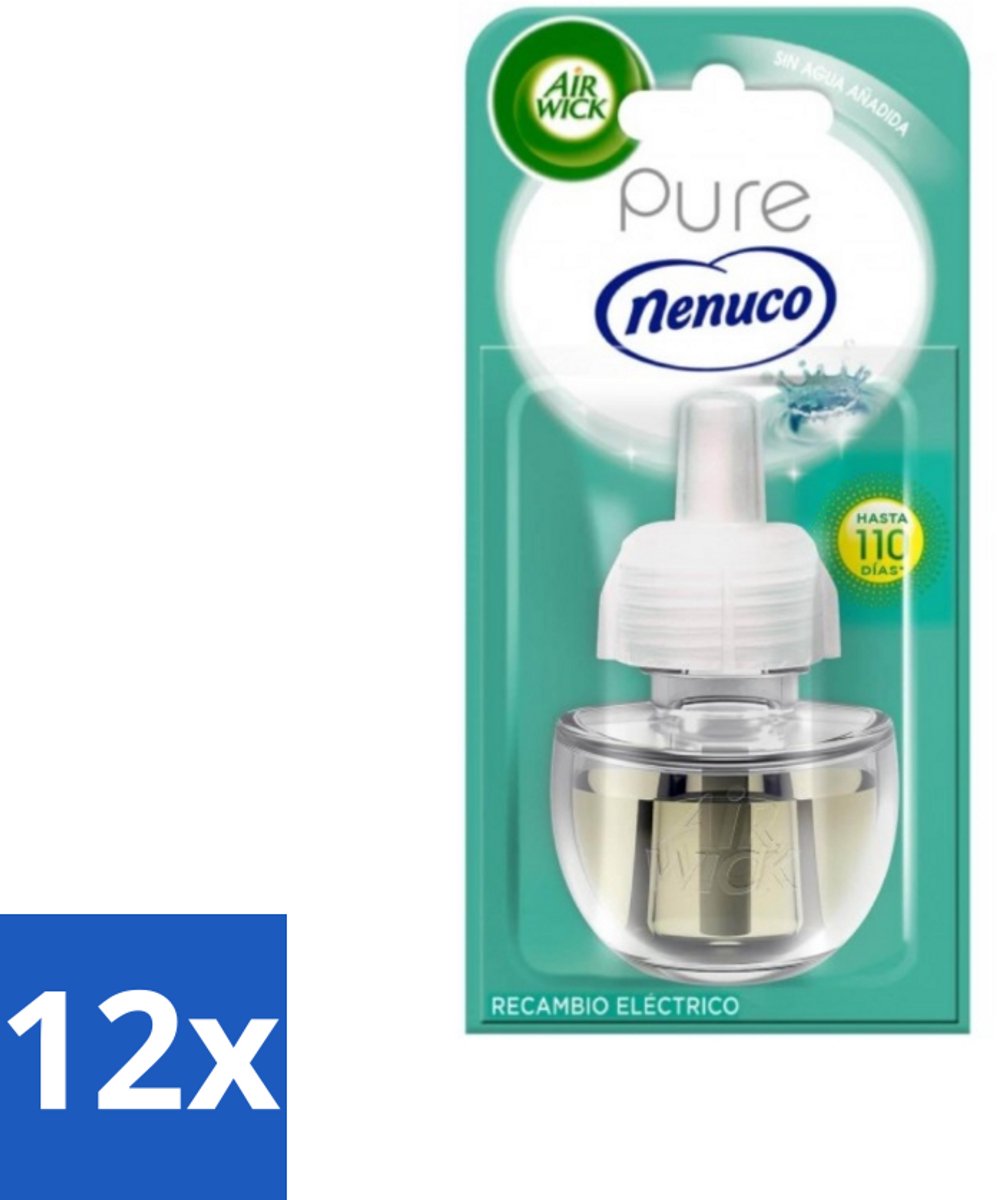 12 x Air Wick - Luchtverfrisser Navulling - Pure Nenuco - Elektrische Geurverspreider - 19 ml - Nenuco Geur - Air Wick Geurverspreider - Navulling - Elektrische Geurverspreider - Essentiële Oliën
