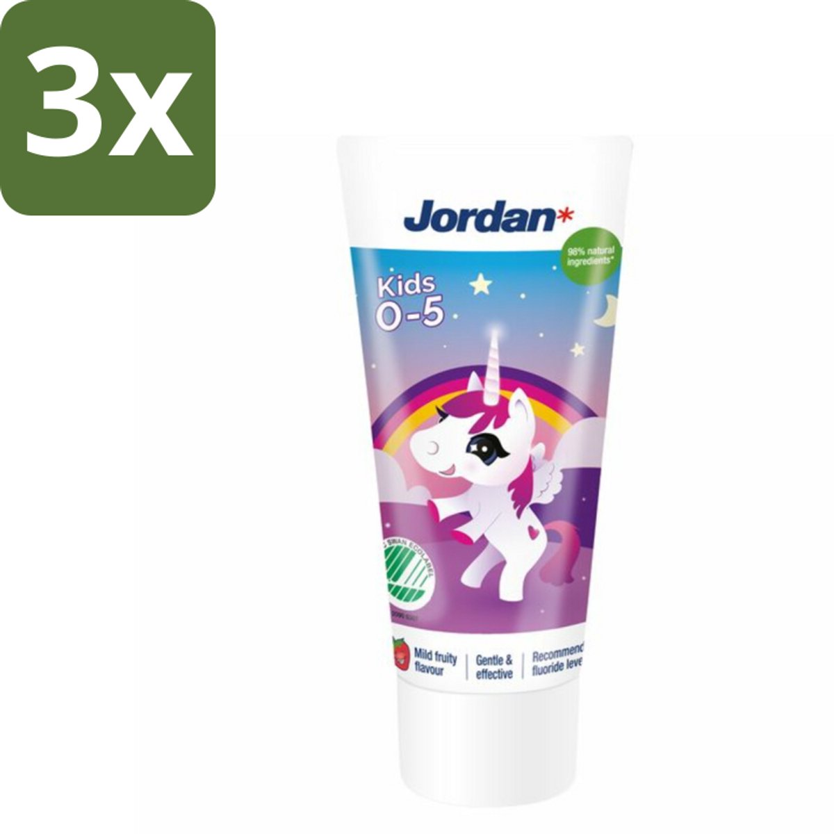 3 x Jordan Tandpasta Kids 0-5 jaar 50 ml - Tandpasta Voor Kinderen - Kindertandpasta - Melkgebit Bescherming - Tandpasta 0-5 Jaar - Fluoride 1450 Ppm