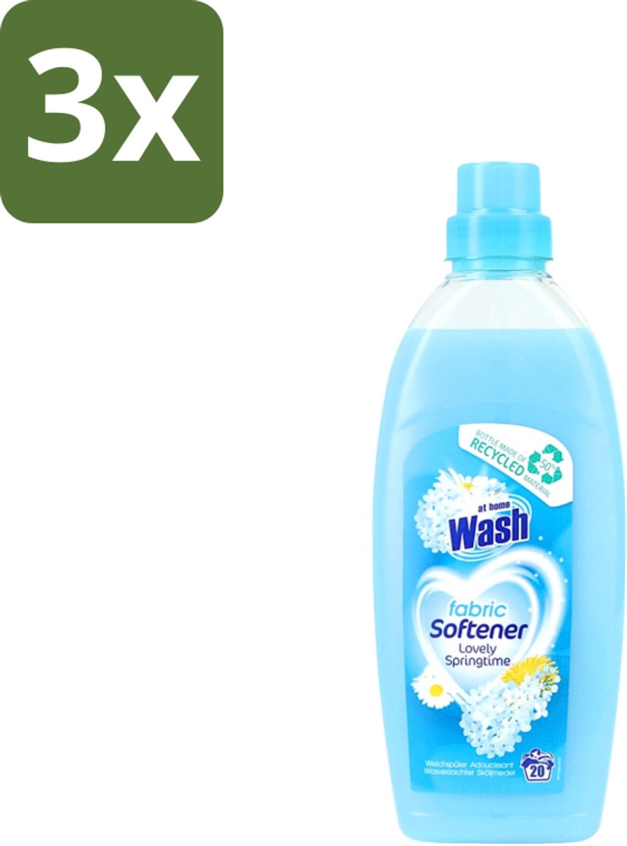 3 x At Home - Wash - Wasverzachter - Lovely Springtime - 20 Wasbeurten - Wasverzachter - Wasverzachter Voor Kleding - Wasverzachter Voor Alle Stoffen - Wasverzachter Fris - Wasverzachter Geur