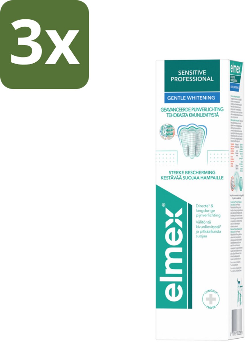 3 x Elmex Tandpasta Sensitive Professional Gentle Whitening 75 ml - Gevoelige Tanden - Tandpasta Whitening - Pro-Argin - Tandgevoeligheid - Tandpasta Voor Gevoelige Tanden