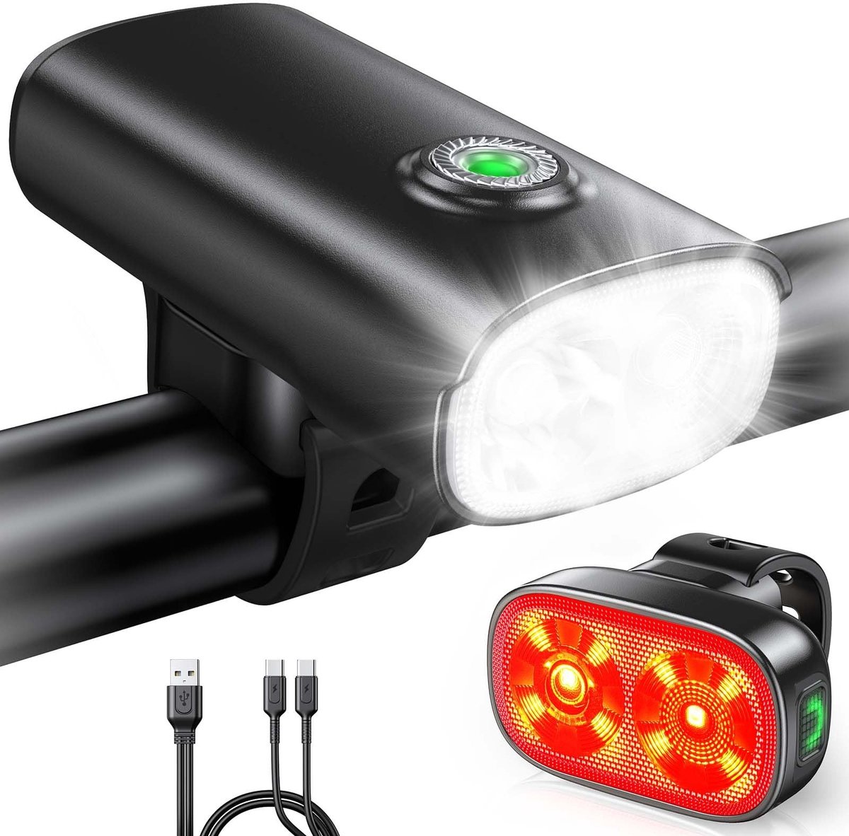 Solidchoice - 1000 Lumen Fietsverlichting met Slimme Richtingaanwijzer
