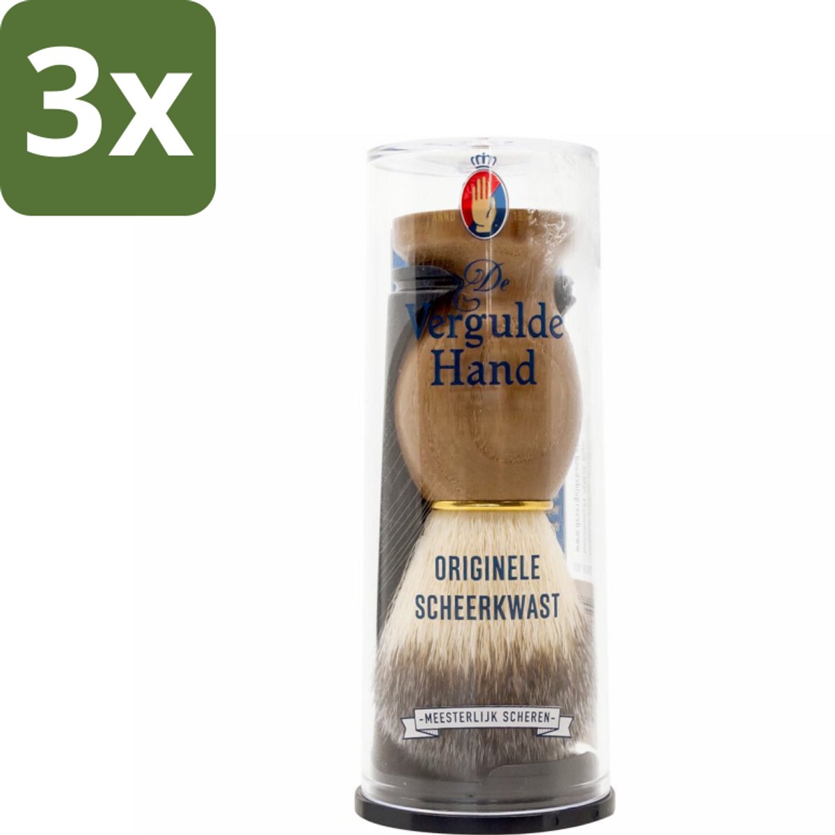 3 x Vergulde Hand Originele Scheerkwast - Scheerkwast - Scheerbeleving - Scheerzeep - Baardharen - Huid Doorbloeding