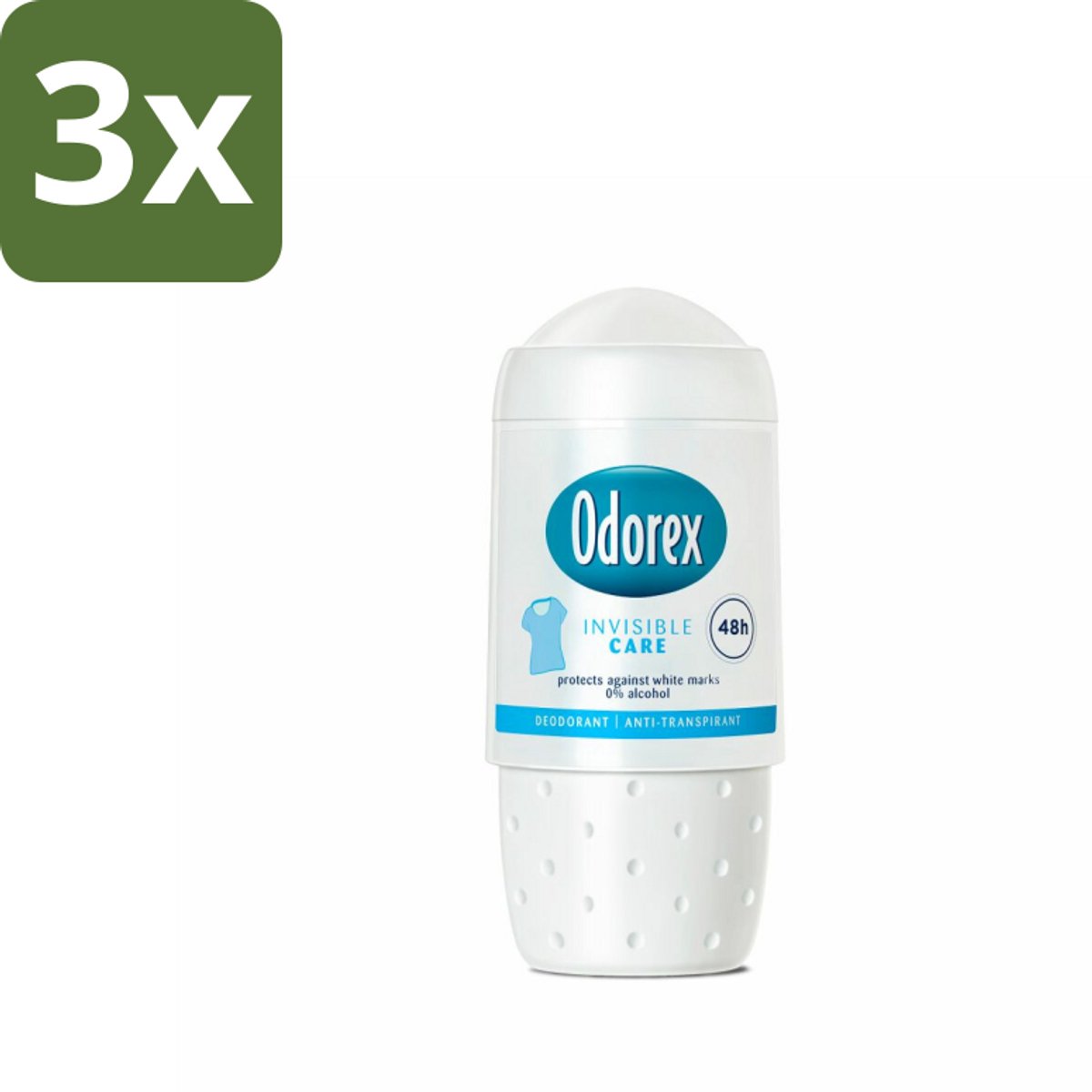 3 x Odorex Deodorant Roller Invisible Care 50 ml - Onvisibel Zweetbehandeling - Witte Strepen Voorkomen - Anti-witte Strepen - Zweetbehandeling - Onzichtbare Deodorant