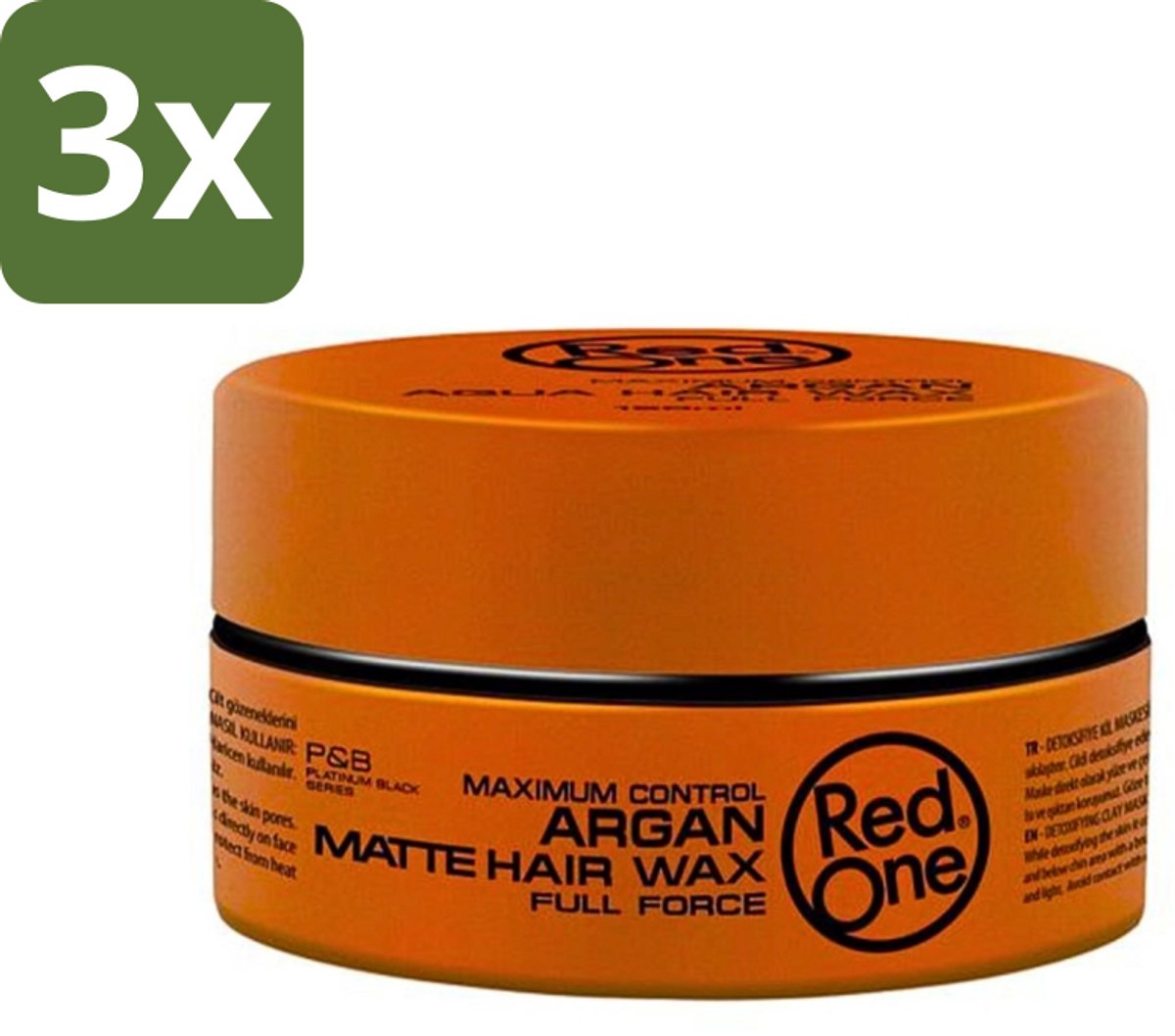 3 x Red One - Haarwax - Argan Matte - Verzorgende Styling - Voor Intensieve Verzorging & Matte Look - 150 ml - Haarwax - Arganolie - Matte Look - Verzorgend Haar - Styling Wax