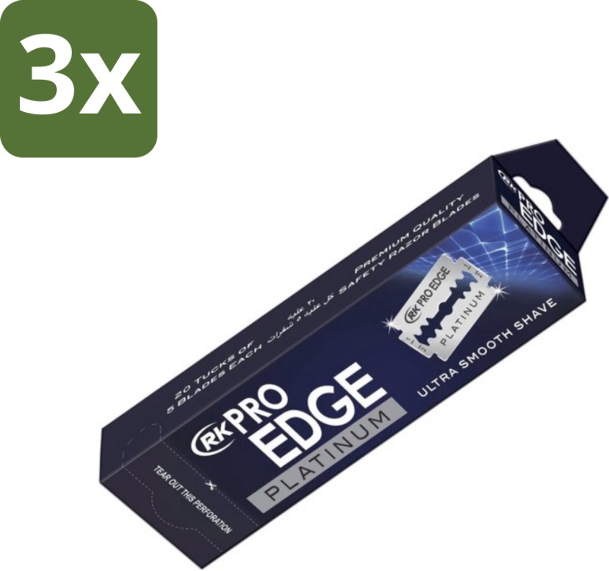 3 x Pro Edge - Double Edge Blade - Dubbele Scheermesjes - Super Smooth Shave - 100 Mesjes - Dubbele Scheermesjes - Super Smooth Shave - 6B HC Staal - Scherpe Rand - Comfortabele Scheerbeurt