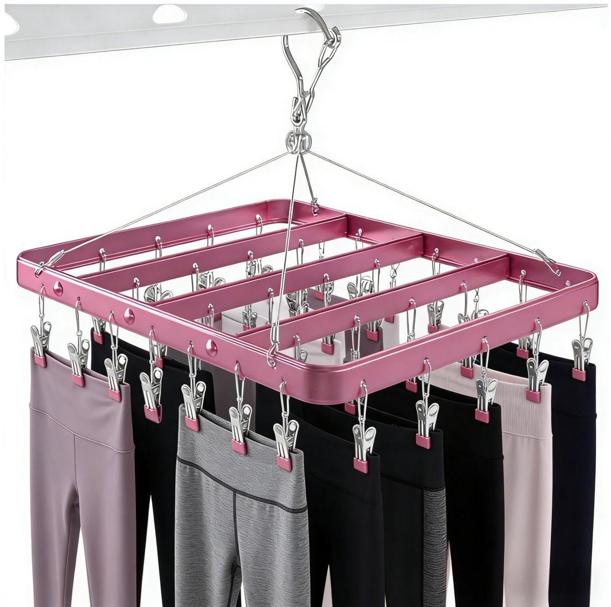 Solidchoice- Ondergoed Hanger 36 Clips - Opvouwbare Drooghanger - Winddicht - Heavy Duty Metalen Clips - 360 Graden Draaiend - Kastorganisatie - Wasrek