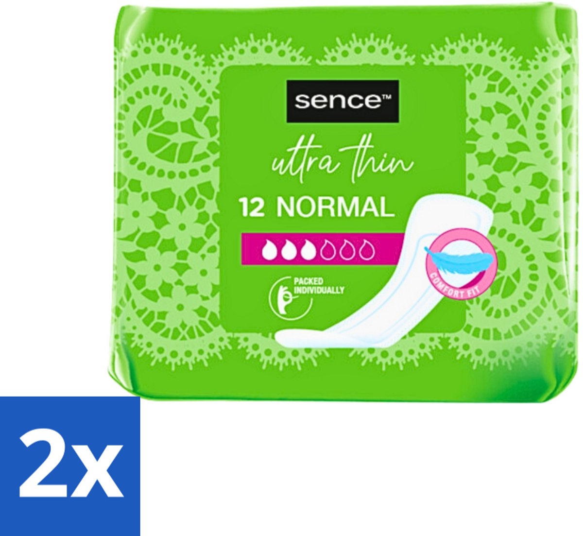 2 x Sence - Normaal - Maandverband - Zonder Vleugels - 12 Maandverbanden - Maandverband - Menstruatie - Menstruatiebescherming - Maandverband Zonder Vleugels - Normale Menstruatie