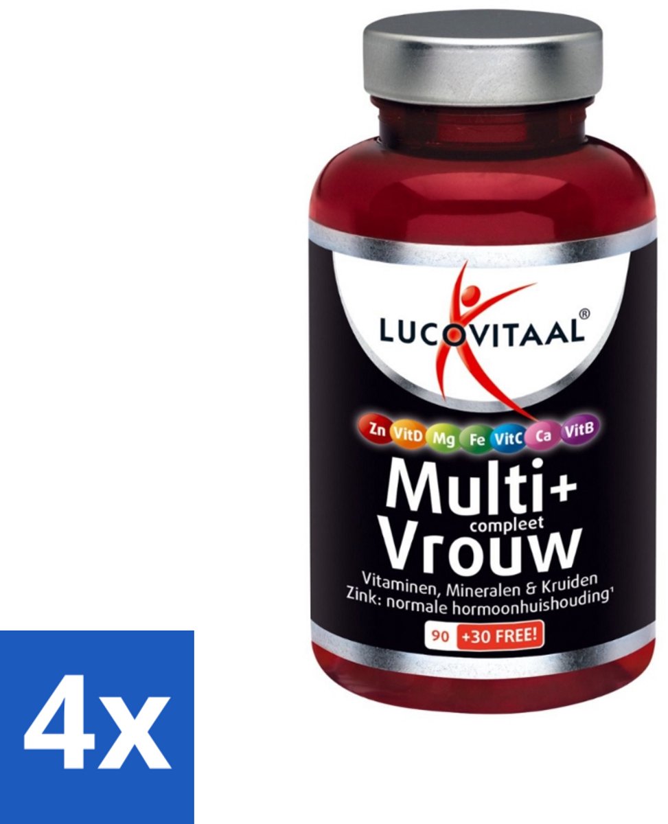 4 x Lucovitaal - Vitaminen - Multi + Compleet Vrouw - 120 Tabletten - Multivitamine Vrouw - Gezondheid Vrouw - Energie Vrouw - Vitaliteit Vrouw - Hormoonbalans