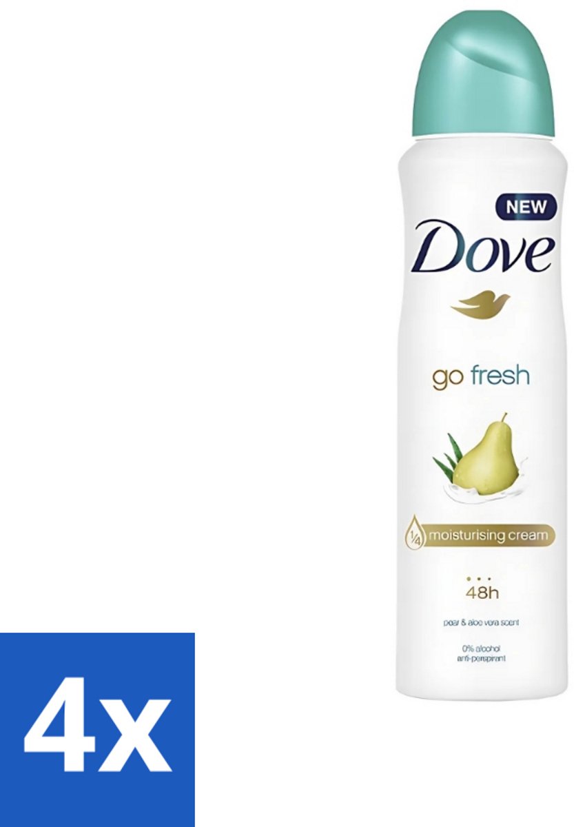 4 x Dove - Deodorant - Spray Go Fresh Pear & Aloe - Frisse en verzorgende geur - 250 ml - Dove Go Fresh Pear Aloe Vera - Deodorant Spray - Anti-transpirant - Fris Gevoel - Peer Geur
