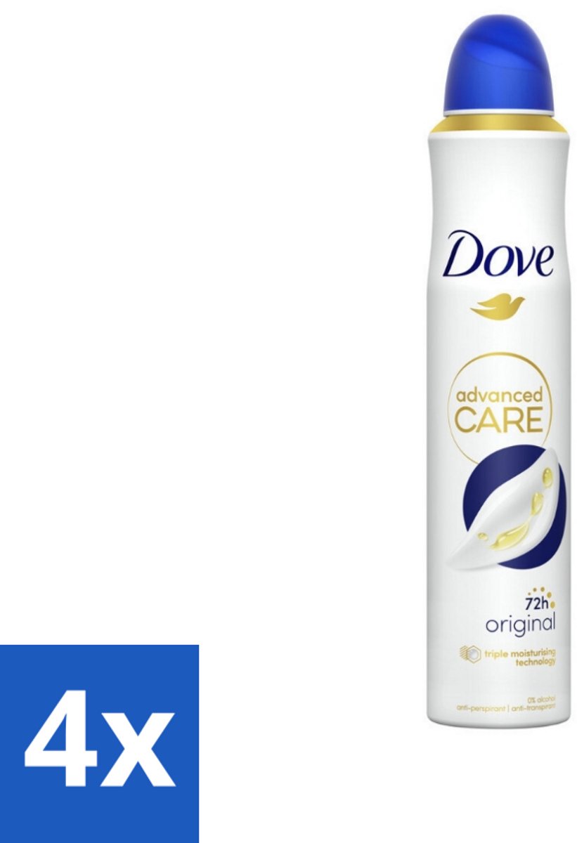 4 x Dove - Deodorant - Spray Advanced Care - Frisse en langdurige bescherming - 200 ml - Dove Anti-Transpirant Spray - Anti-Transpirant Spray - Anti-Transpirant - Zweetvermindering - Geurvermindering