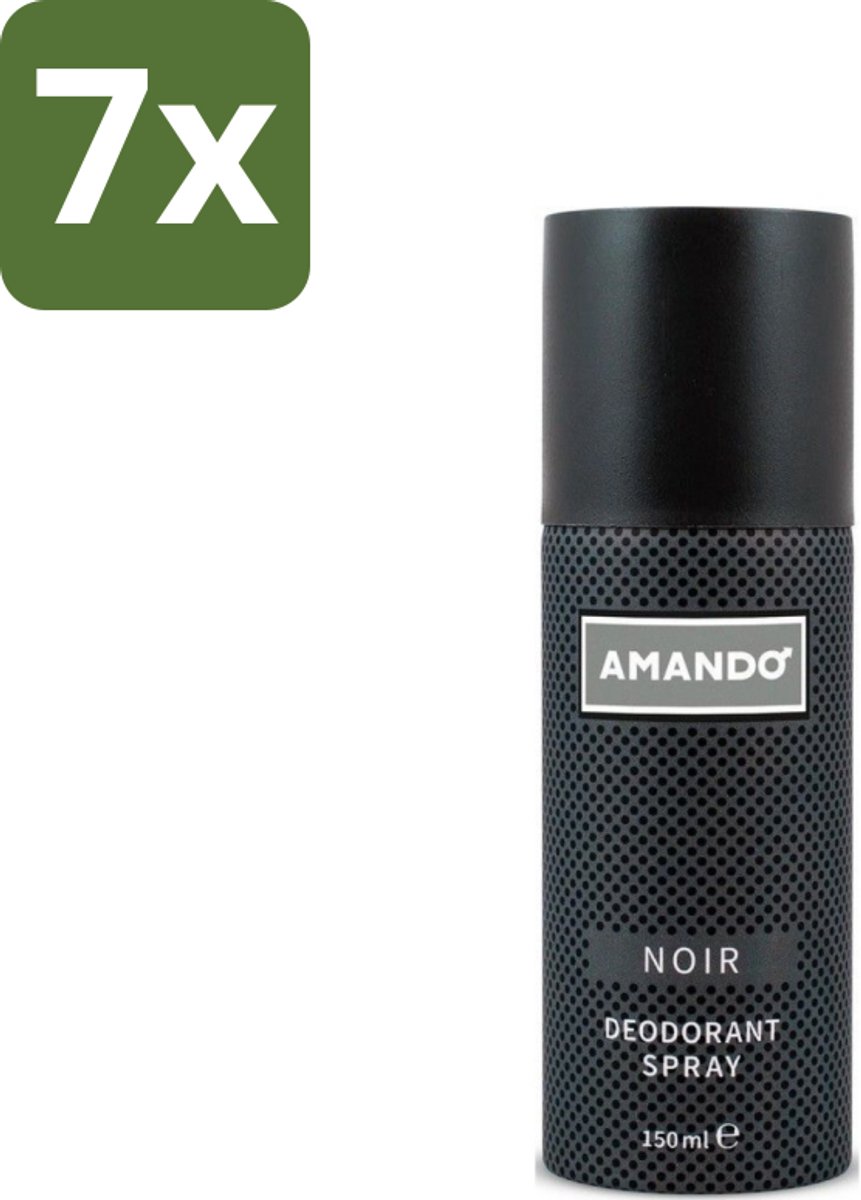 7 x Amando - Noir - Deodorant - Spray - 150 ml - Amando Noir Deodorant Spray - Deodorant Spray Voor Mannen - Klassieke Geur - Langdurige Bescherming - Mannelijke Geur