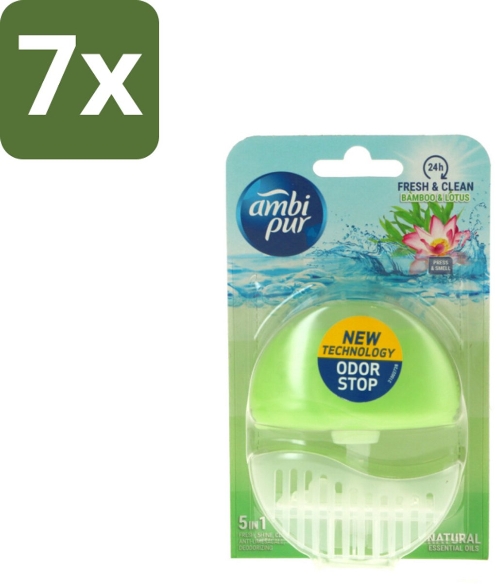 7 x Ambi Pur Toiletblok Starterkit 5in1 Bamboo & Lotus - Toiletblok - Toiletpot - Hygiëne - Reiniging - Frisheid