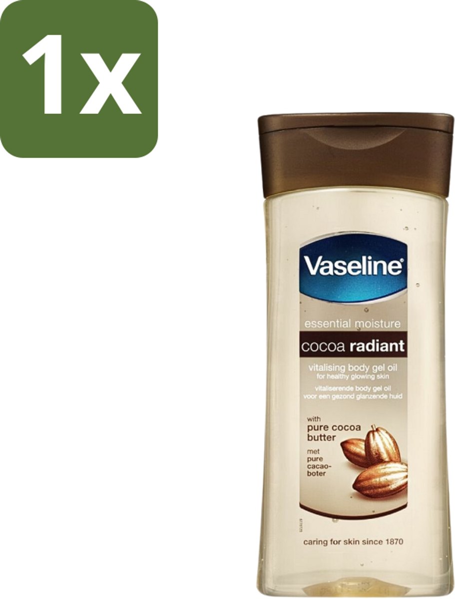 1 x Vaseline - Cocoa Radiant - Oil Gel - Intens Voedend - 200 ml - Huidverzorging - Vochtigheid - Stralende Huid - Droge Huid - Cacaoboter