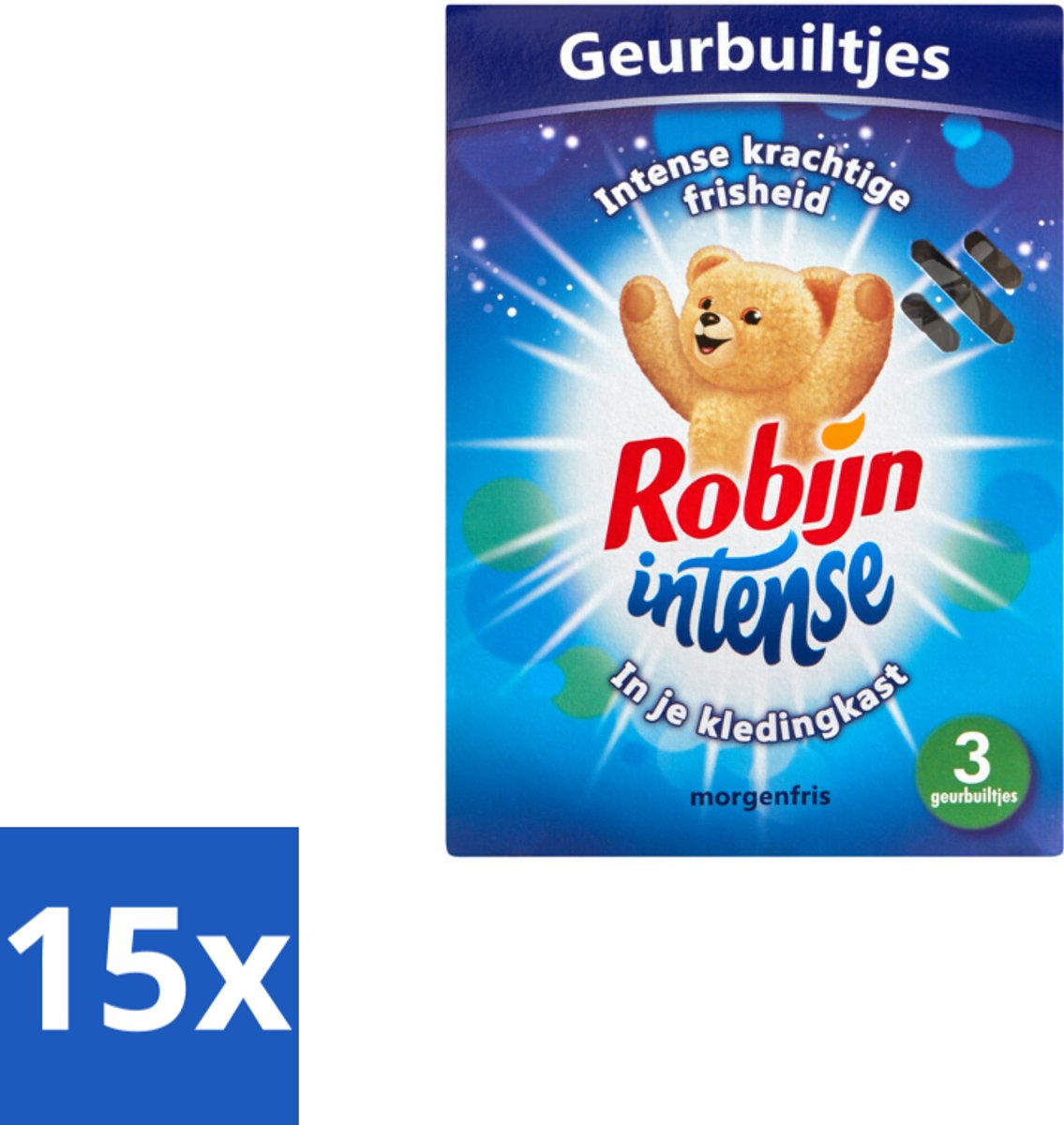 15 x Robijn Geurbuiltjes Intense 3 stuks per verpakking - Geur In Kleding - Langdurige Geur - Frisse Geur - Geurbuiltjes - Kledingkast Geur