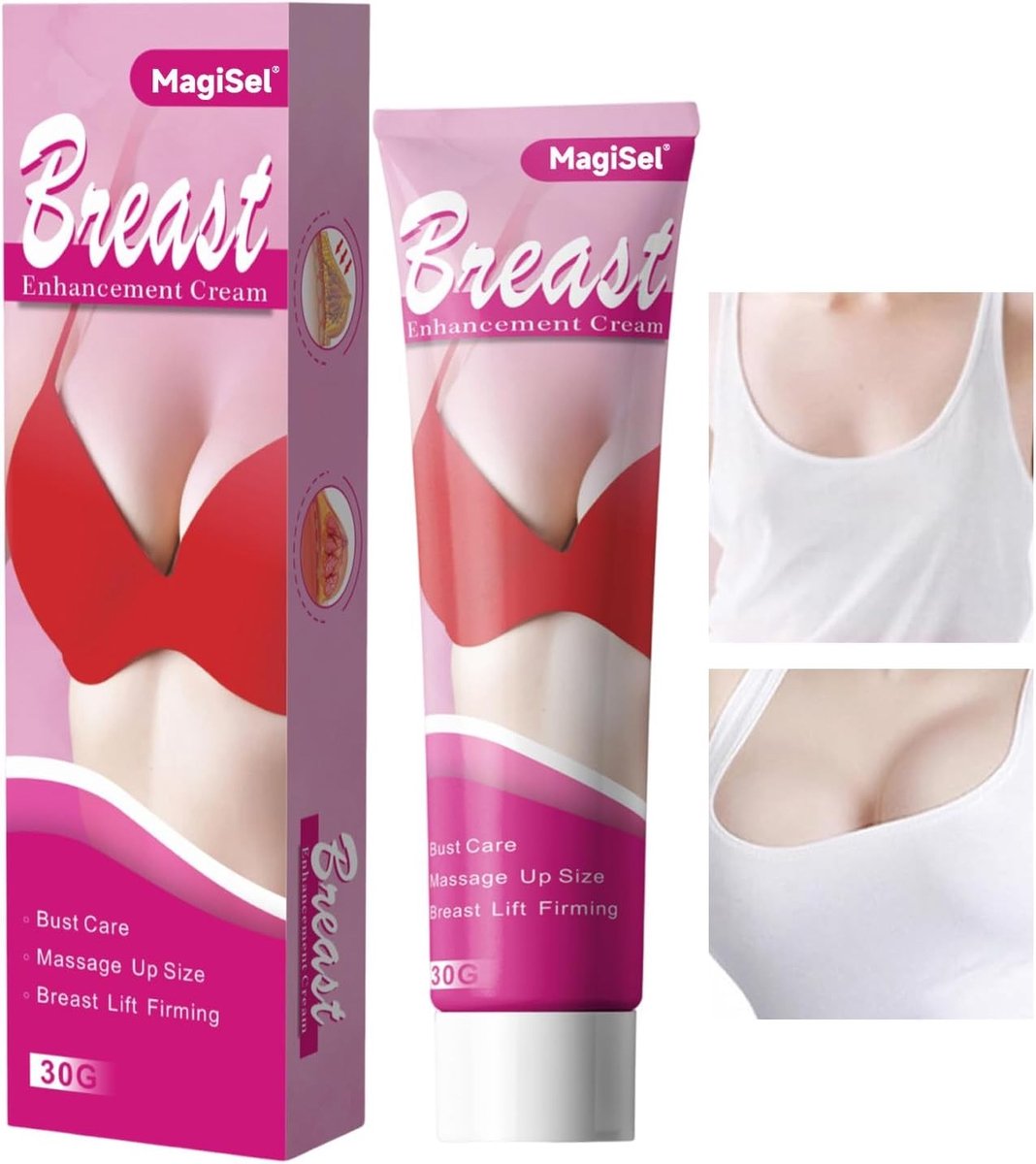 Verstevigende Crème voor Borsten, Natuurlijke Ondersteuning voor Borstvergroting en Firming, 30g, Massage Crème voor een Strakkere Huid en Volle Borsten