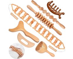 Binlingdaily 7 STKS Houttherapie Massage Tools Lymfedrainage Massager voor Spierpijn Verlichting - ShopVlot