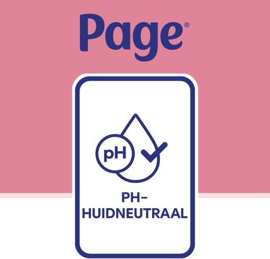 Page logo met een druppel en pH-symbool. PH-HUIDNEUTRAAL.