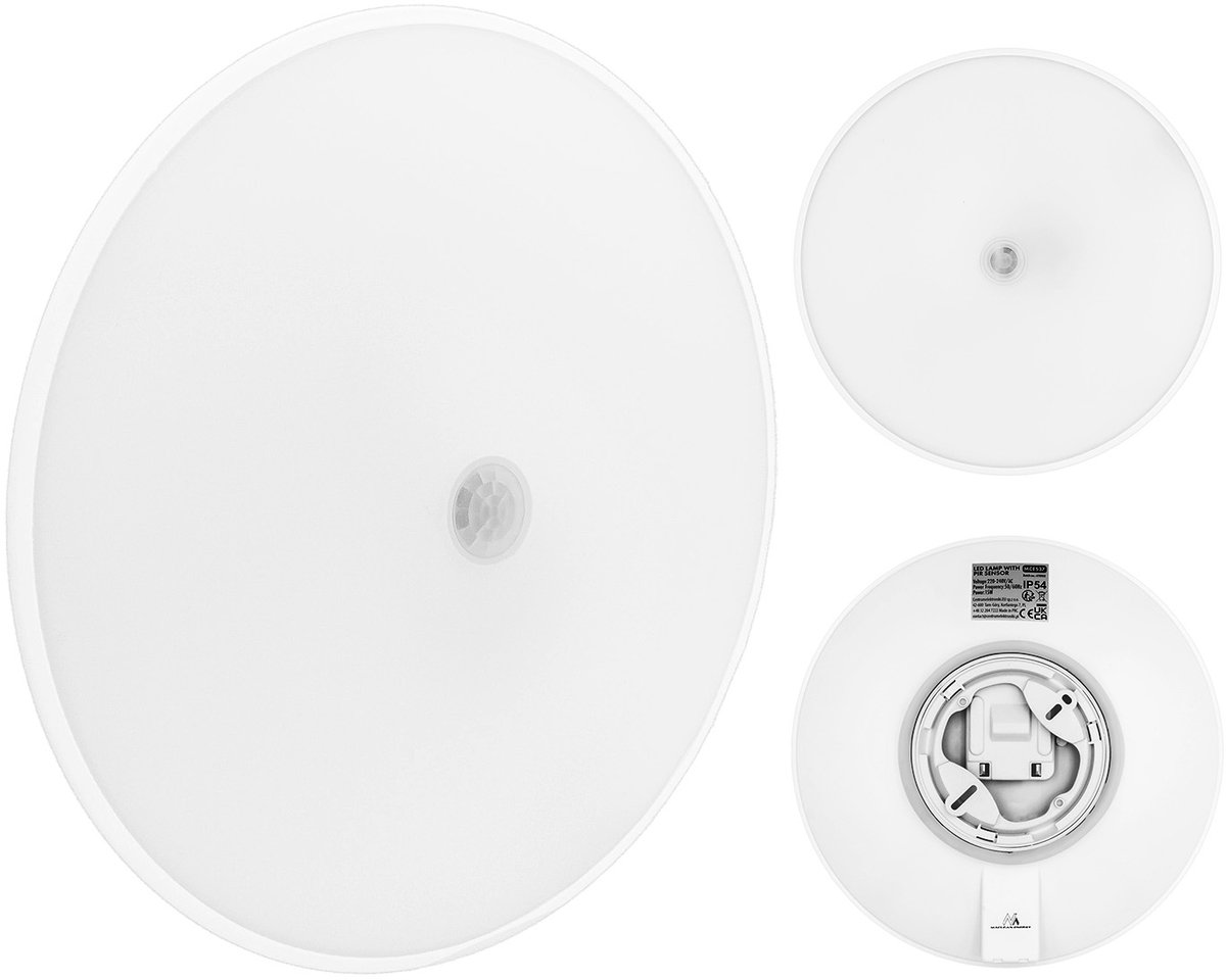 Maclean LED-lamp met PIR-sensor, plafondlamp, 15 W, 1300 lm, IP54, 220-240 V~ 50/60 Hz, MCE537