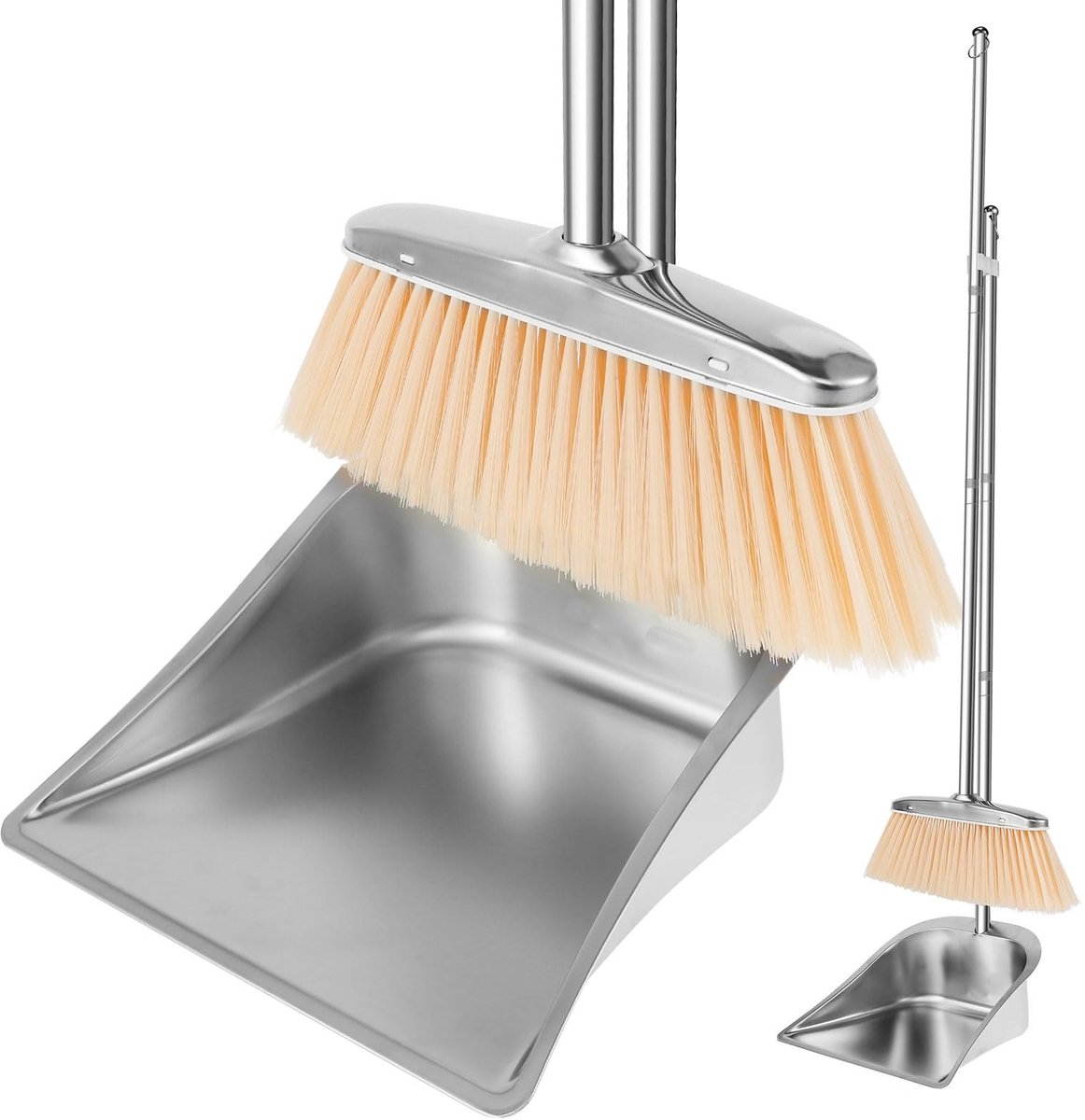 Elzusha - Set van RVS Broom en Schep met Verstelbare Steel 118cm