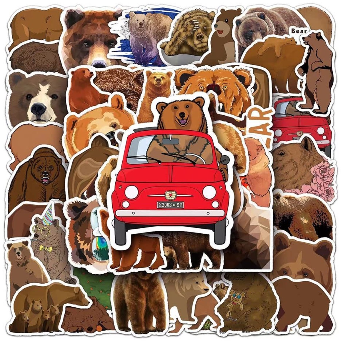 Elzusha - Set van 50 Bruin Beer Stickers