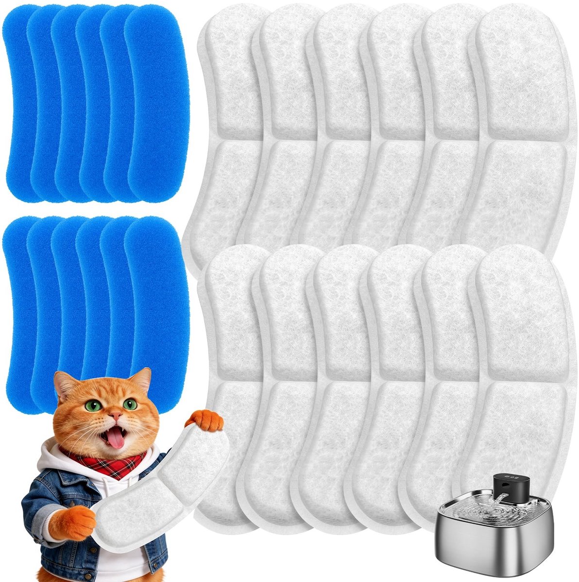 Elzusha - 12 Vervangfilters voor Kattenfontein