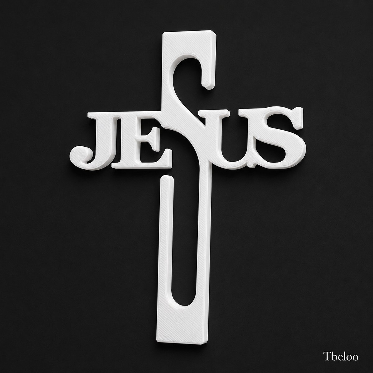Tbeloo Jezus Kruis – Christelijke Wanddecoratie – 3D Geprint – Wit – 18 cm x 13 cm