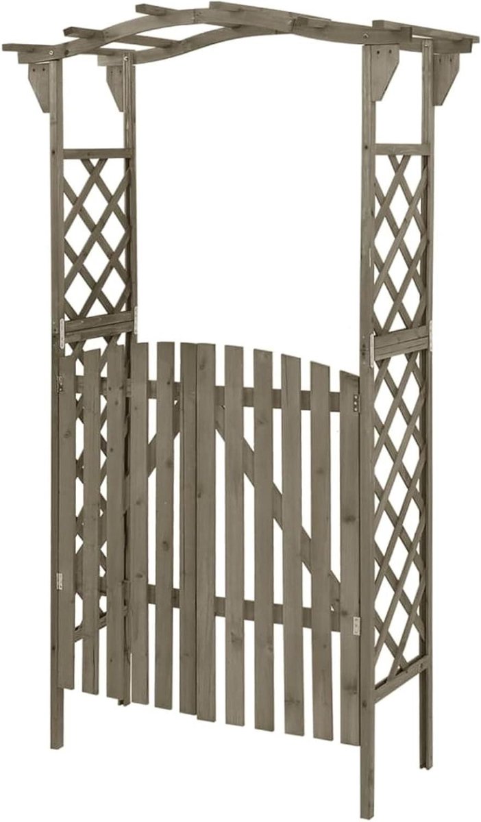 Pergola Rozenboog - Tuinboog Klimhulp - Decoratie Tuin - Massief Hout - 116 x 204 cm - Grijs
