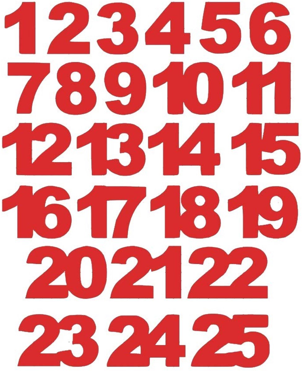 Elzusha - Cijfers Adventskalender Stickers Set van 25