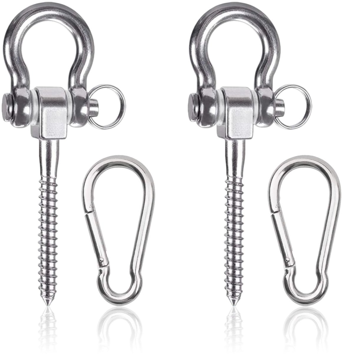 Elzusha - Set van 2 Houten Schommelhaak en RVS Carabiners