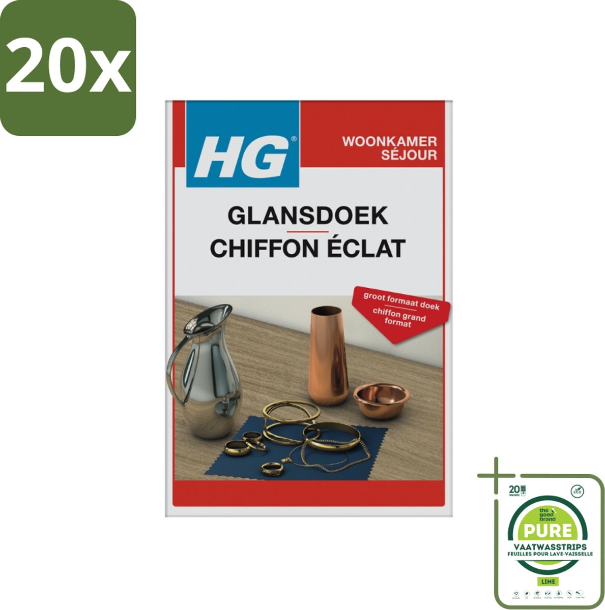 20 x HG Zilver Glansdoek - Grootverpakking - Zilver Poetsdoek - Zilver Schoonmaken - Zilver Glans - Zilver Onderhoud - Zilver Reiniging