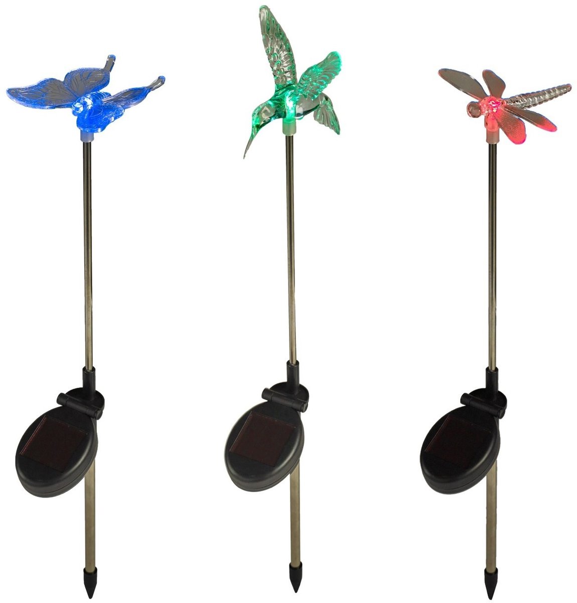 Elzusha - Set van 3 Zonne-LED Lantaarns met Kleurverandering